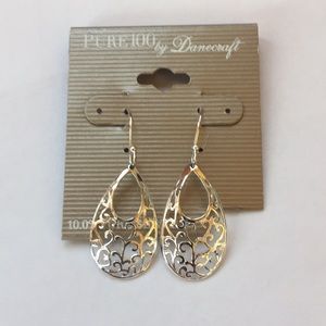 PURE 100 DANECRAFT SILVER FILIGREE EARRINGS NWT
